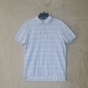 Ralph Lauren Men's Sky Blue Striped Polo Shirt Size L